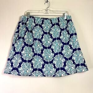 Lilly Pulitzer Blue, Navy and White Patterned Mini Skirt Size XL K0208